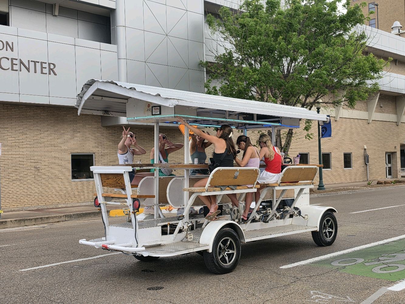 Waco Pedal Tours Tip and Ride Shuttle parked during the day